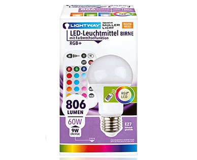 LIGHTWAY RGB+ LED-Leuchtmittel mit Farbwechselfunktion