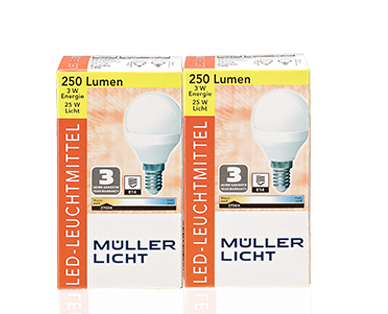 MÜLLER-LICHT 2 LED-Birnen/-Kerzen/-Tropfen, nicht dimmbar