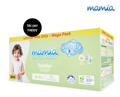 Mamia Mega Box Nappies Toddler 96pk