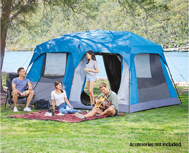 10 Person Instant Up Tent with Built-in Lights and Night Room Coating