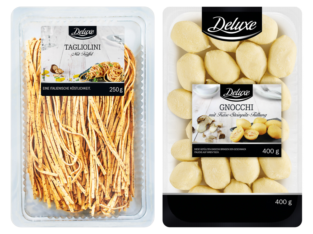 DELUXE Tagliolini mit Trüffel oder Gnocchi mit Käse-Steinpilz-Füllung
