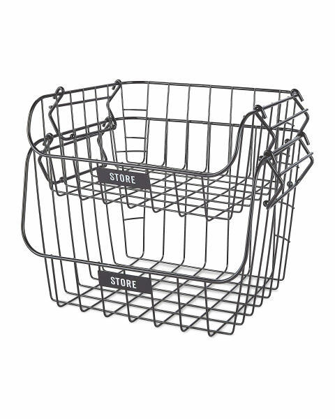 Black Tiered Wire Baskets 2 Pack