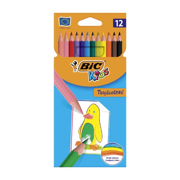 12 Crayons de couleurs Tropicolors