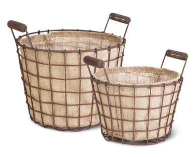 Easy Home 2-Piece Rustic Basket Set
