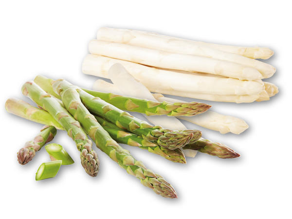 Nyhøstede danske hvide eller grønne asparges