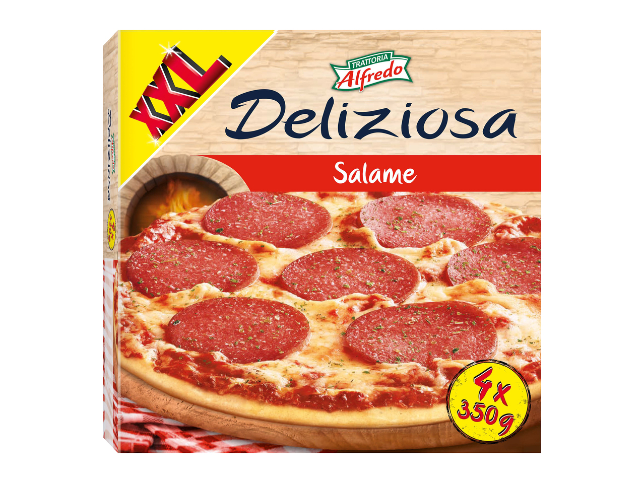 Pizza salami cuite au four à pierre XXL