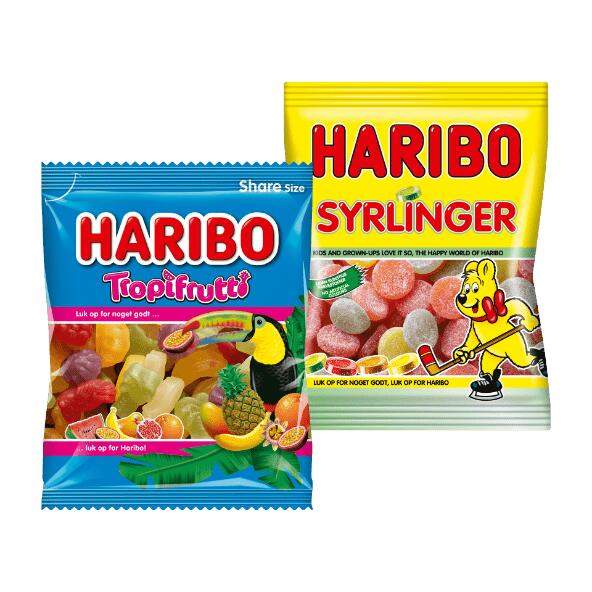 HARIBO 	 				Syrlinger eller Tropi Frutti