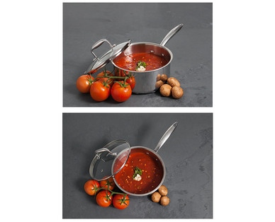 Crofton Chef's Collection 3-Quart Stainless Steel Sauce Pan With Glass Lid or 12" Fry Pan