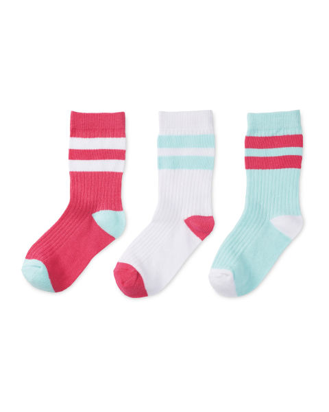 Childrens Crew Socks White/Pink