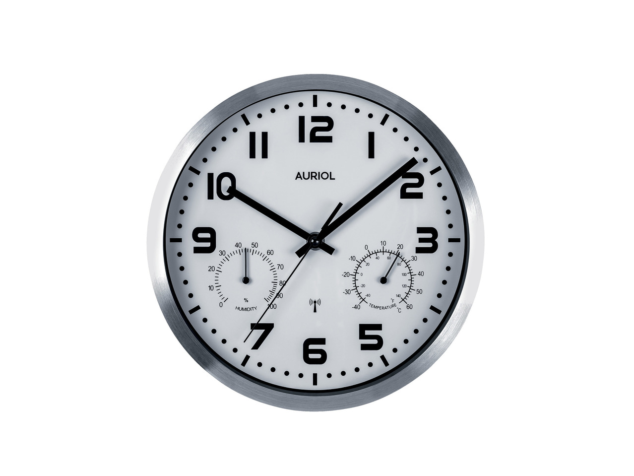 AURIOL Radio-Controlled Wall Clock with Thermometer and Hygrometer