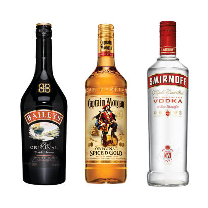 SMIRNOFF/CAPTAIN MORGAN/BAILEY'S 
 Vodka, rom eller whiskeylikør
