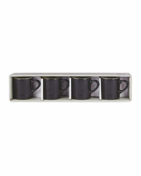Black Stoneware Espresso Mugs 4 Pack