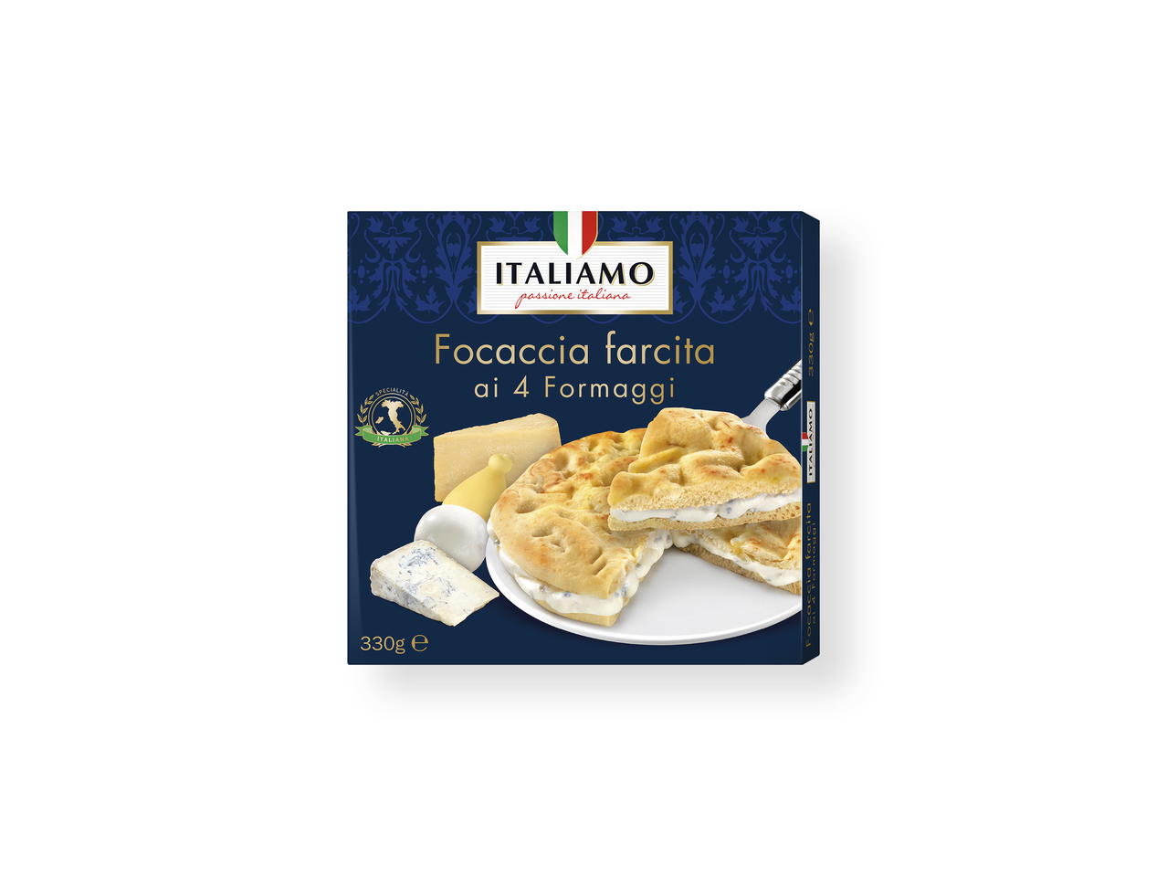 'Italiamo(R)' Focaccia rellena de 4 quesos