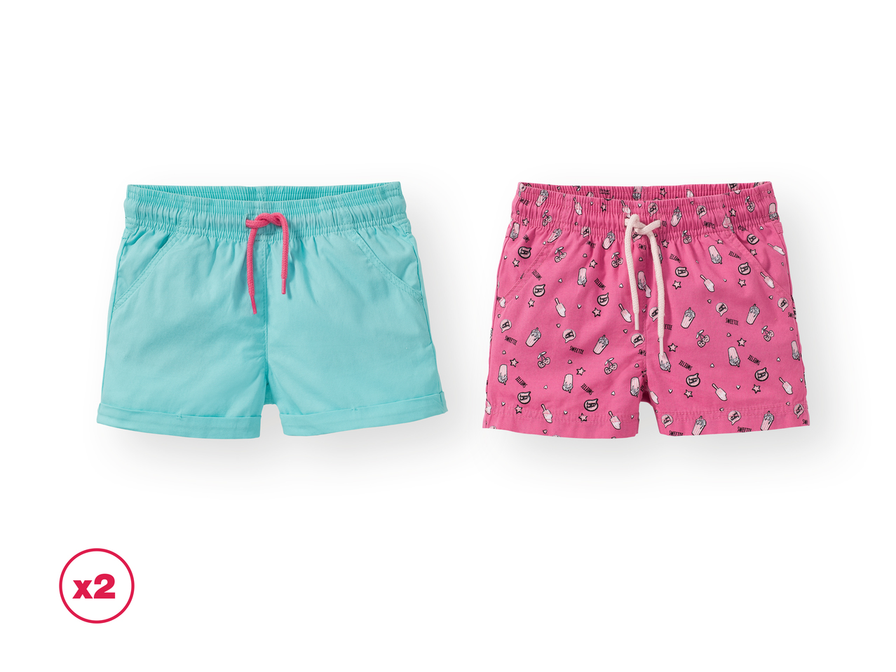'Lupilu(R)' Pantalones cortos niños colores pastel pack 2 100% algodón