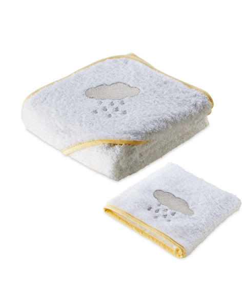 Cloud Hooded Baby Towel With Mitt