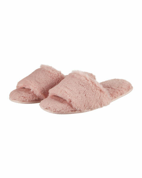 Avenue Pink Plush Slider Slippers