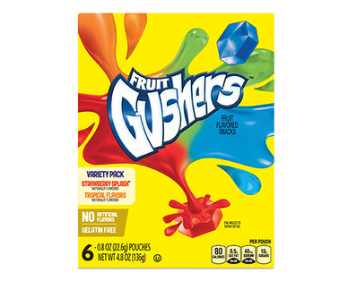 General Mills Fruit Gushers Variety Pack or Tropical Flavors