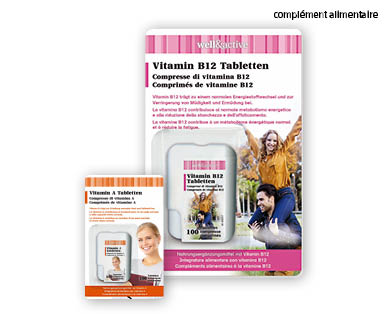 Mini-comprimés de vitamine A/B12 avec distributeur pratique WELL&ACTIVE