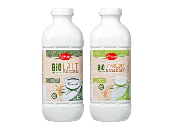 Lait entier bio past. 3,9%/ Lait drink bio past. 2,5%