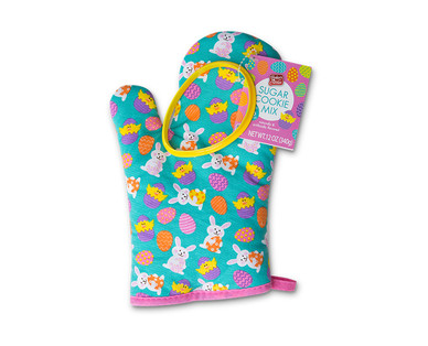 Baker's Corner Spring Oven Mitt With Cookie Mix and Cutter