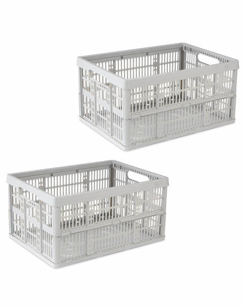 Grey Folding Crate 2 Pack