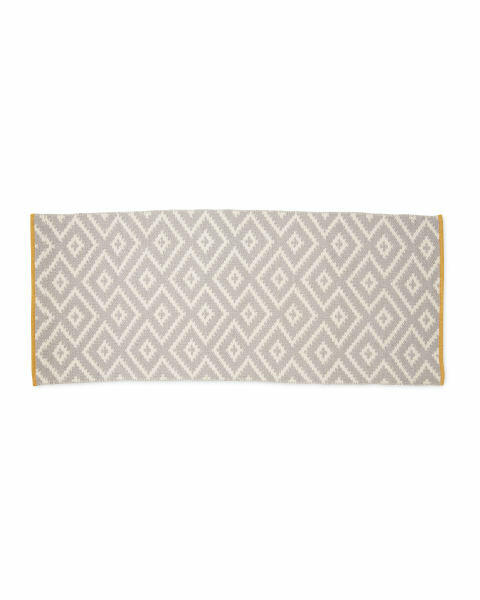 Grey And Yellow Wool Rich Runner
