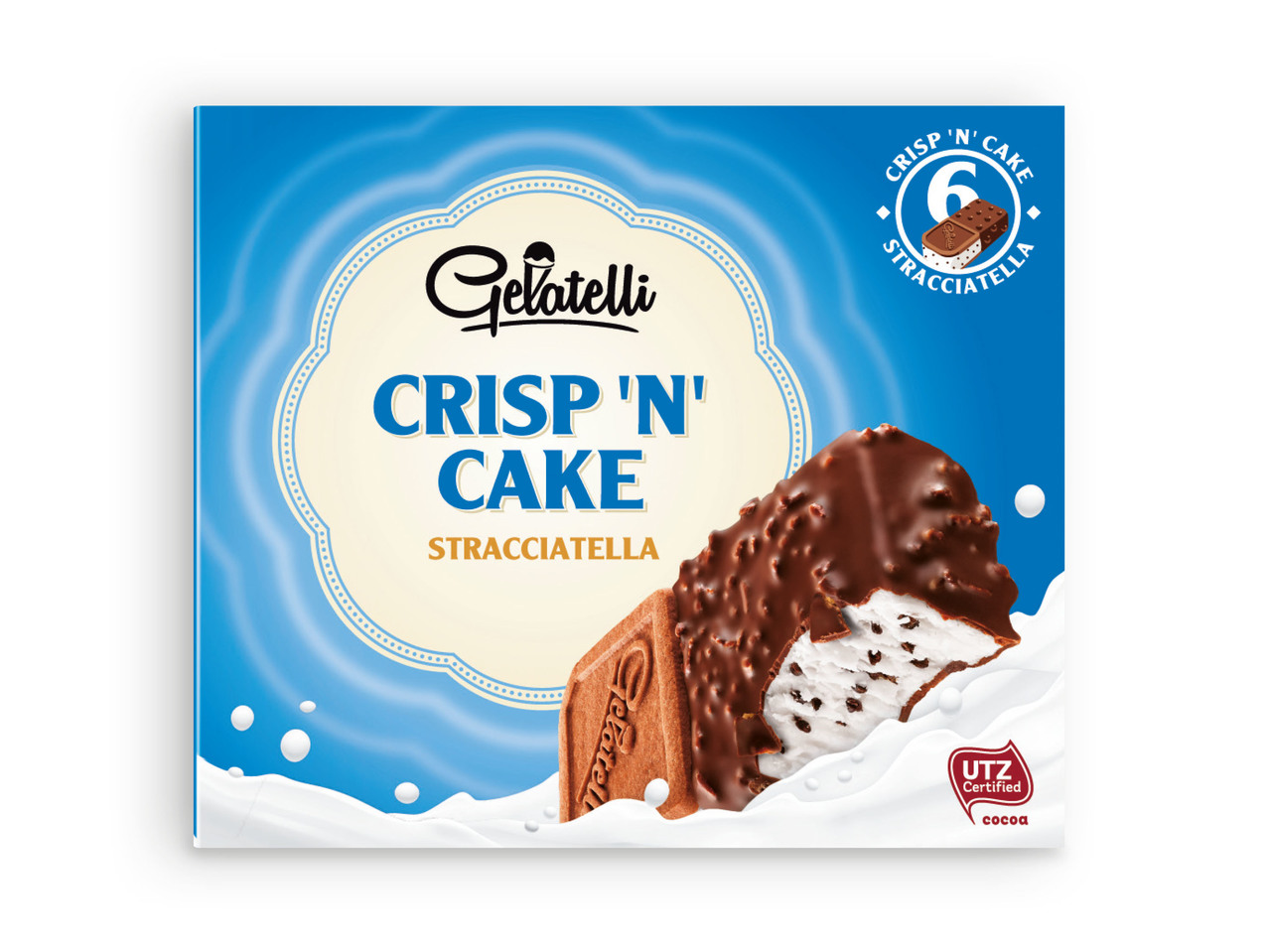 GELATELLI(R) Gelado Crisp ‘N' Cake Stracciatella