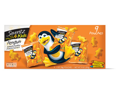 Savoritz Portion Pack Baked Cheddar Penguin Crackers