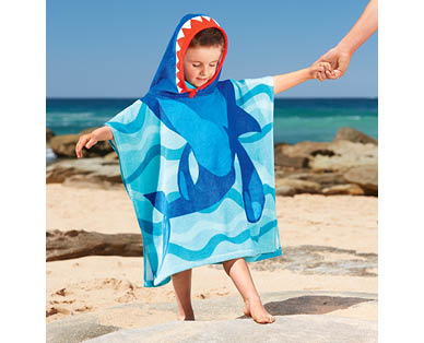 Velour Printed Hooded Beach Poncho