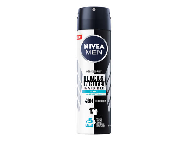 Nivea(R)Men Desodorizante Roll-On/ Spray Black&White Invisible Active