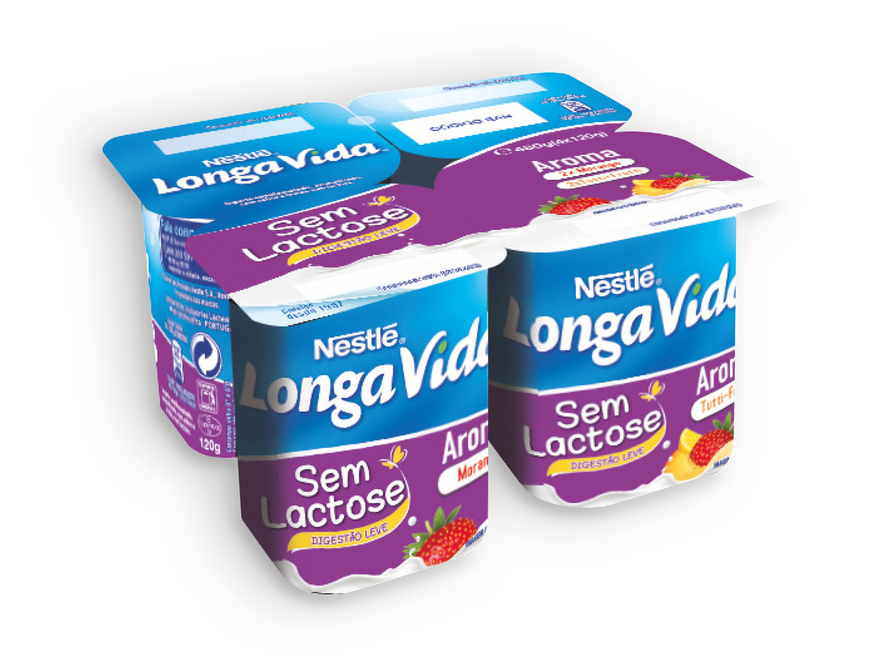 LONGA VIDA(R) Iogurte de Aroma Sem Lactose Tutti Frutti-Morango