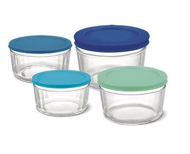 Crofton 8-Piece Glass Storage Bowls with Multicolored Lids