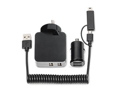 4-Port USB Charger or USB Charger with USB Car Adapter