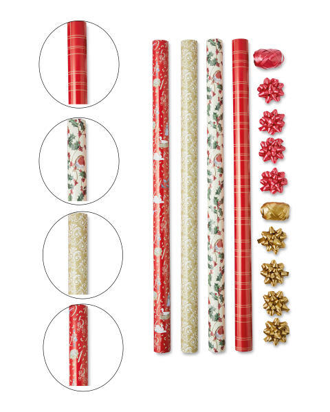 4 Roll Gift Wrap Set Chestnuts