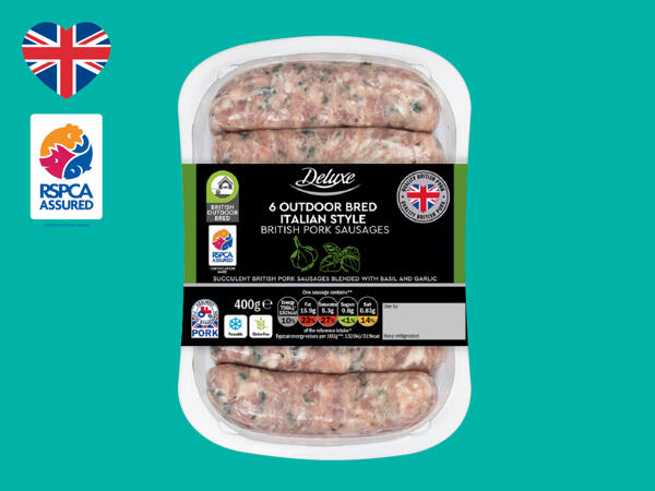 Deluxe 6 Outdoor-Bred Italian-Style British Pork Sausages