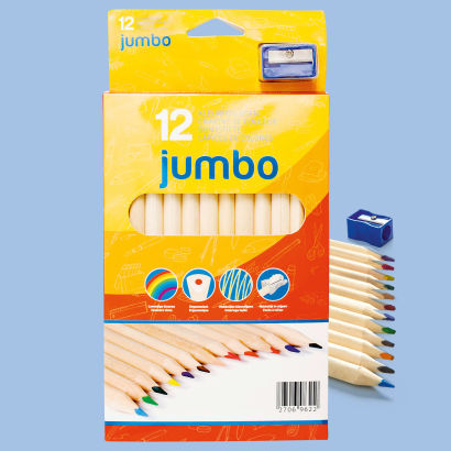Crayons de couleur jumbo, 12 pcs