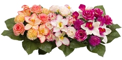 Bouquet de pomponnettes, roses et orchidées