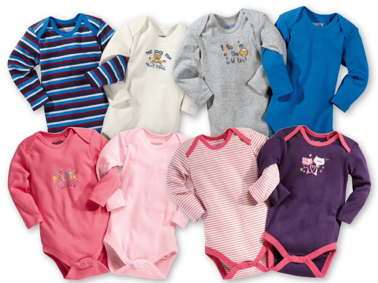 Lupilu(R) Baby Boys' or Girls' Long-Sleeved Body Suits