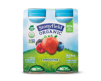 Stonyfield Organic Strawberry or Wildberry Yogurt Smoothies