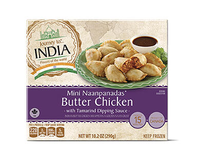 Journey To... Mini Naanpanadas Butter Chicken or Chickpea Curry