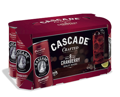 CASCADE CANS 8 X 200ML - SPARKLING CRANBERRY
