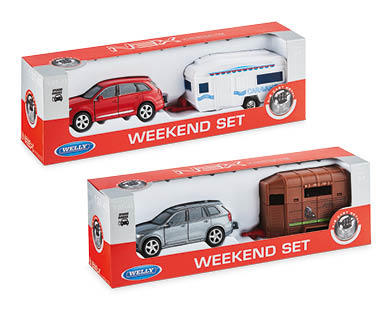 Assorted Die Cast Cars with Trailer