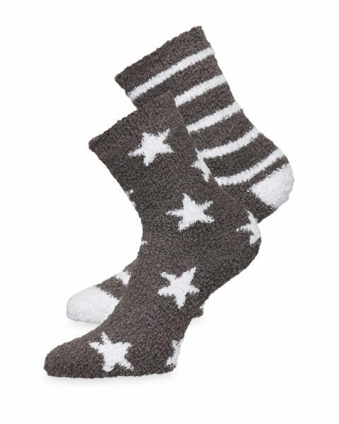 Avenue Grey Fluffy Socks 2 Pack