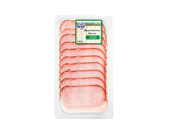 Saucisses de viande ou carré de porc cuit en tranches