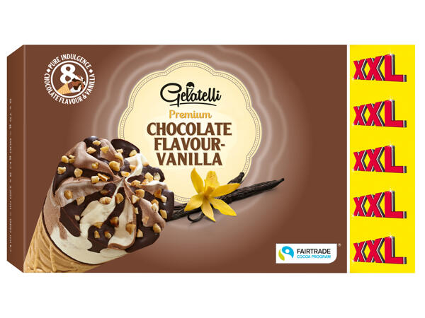 Ice Cream Cones with Chocolate and Vanilla