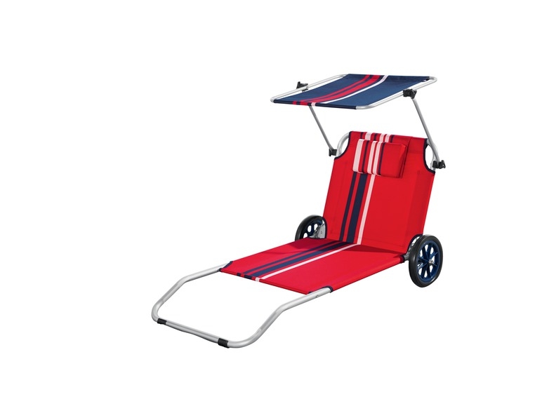 Sdraio-trolley da spiaggia, blu o rosso/blu