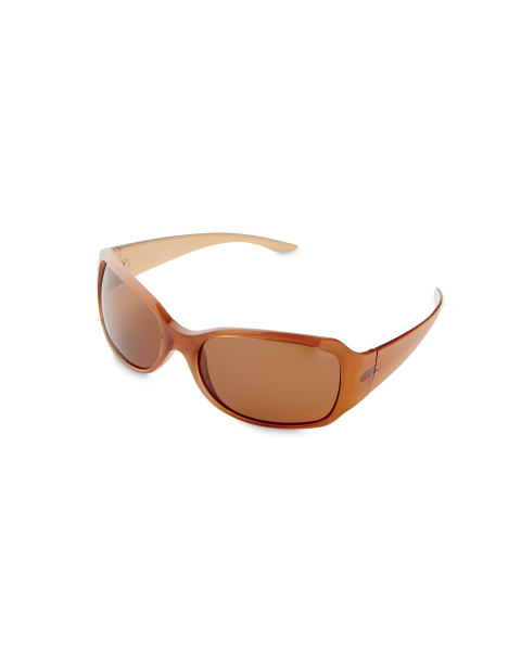 Brown Rectangular Framed Sunglasses