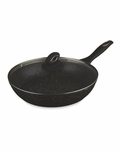 Black Large Marble Effect Frying Pan