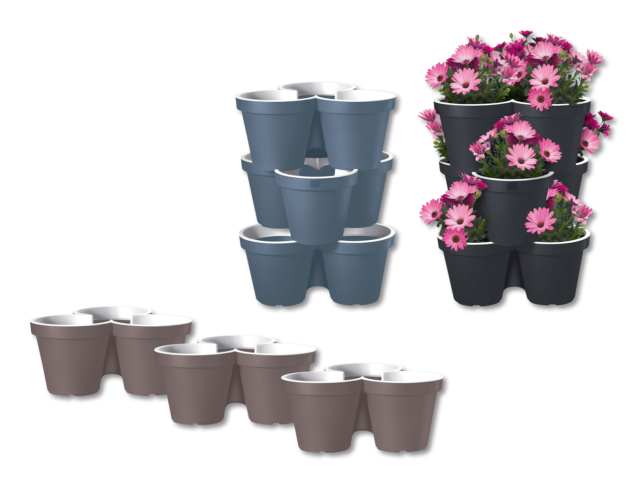 Pots de fleurs, 3 pièces
