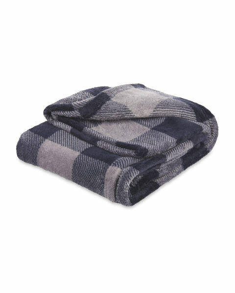 Charcoal/Navy Check Soft Pet Blanket